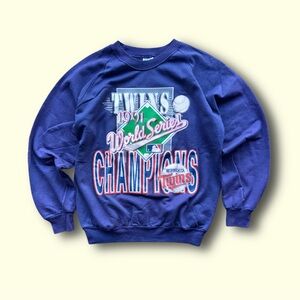 Vintage 1991 Minnesota Twins World Series Champions Navy Sweatshirt Large